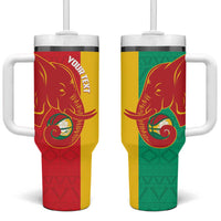 Guinea Basketball Custom Tumbler With Handle Syli Nationale African Pattern - Wonder Print Shop