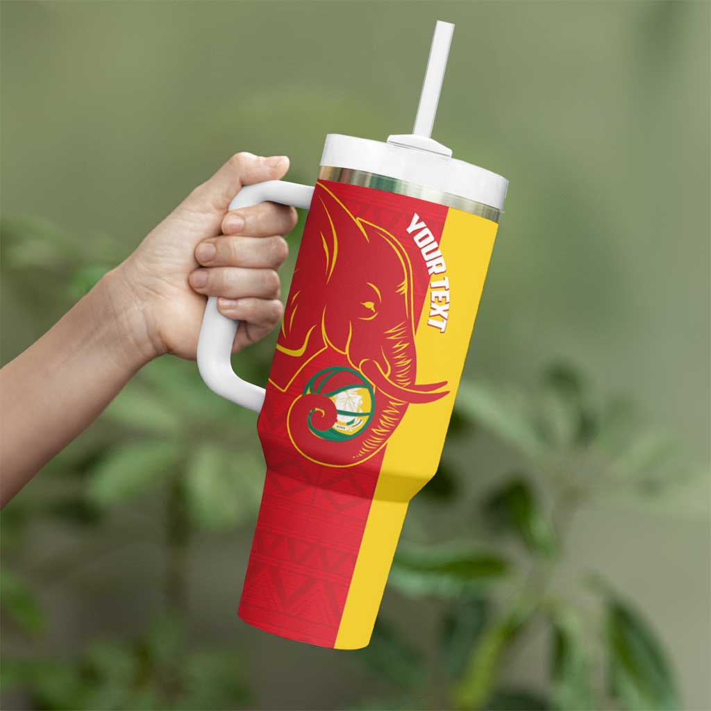 Guinea Basketball Custom Tumbler With Handle Syli Nationale African Pattern - Wonder Print Shop