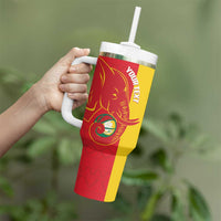 Guinea Basketball Custom Tumbler With Handle Syli Nationale African Pattern - Wonder Print Shop