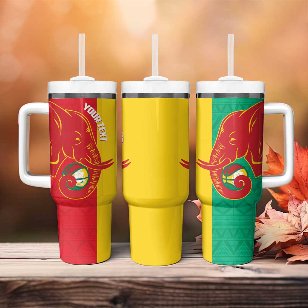 Guinea Basketball Custom Tumbler With Handle Syli Nationale African Pattern - Wonder Print Shop