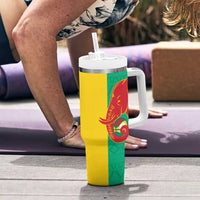 Guinea Basketball Custom Tumbler With Handle Syli Nationale African Pattern - Wonder Print Shop