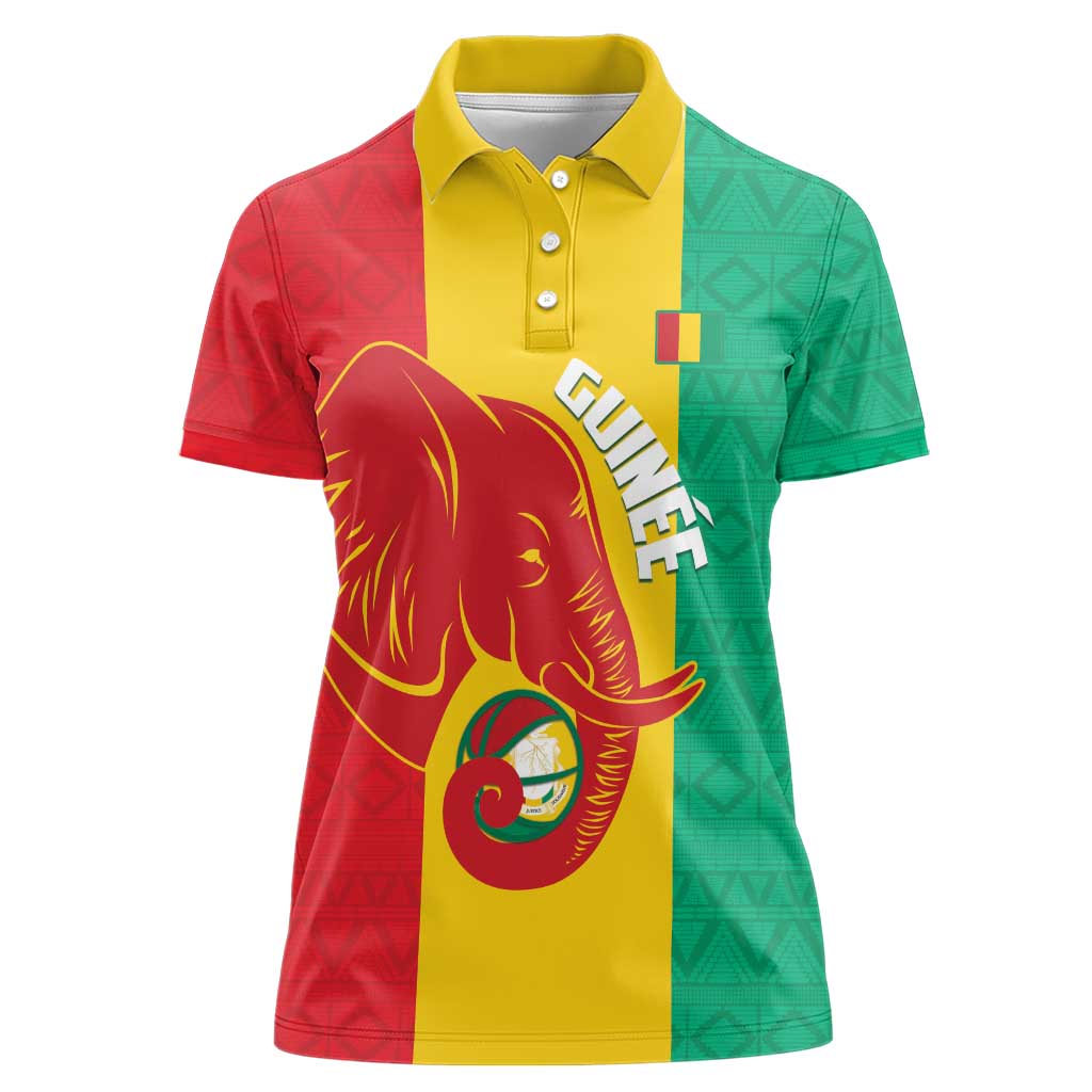 Guinea Basketball Custom Women Polo Shirt Syli Nationale African Pattern - Wonder Print Shop