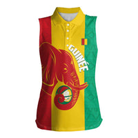 Guinea Basketball Custom Women Sleeveless Polo Shirt Syli Nationale African Pattern - Wonder Print Shop