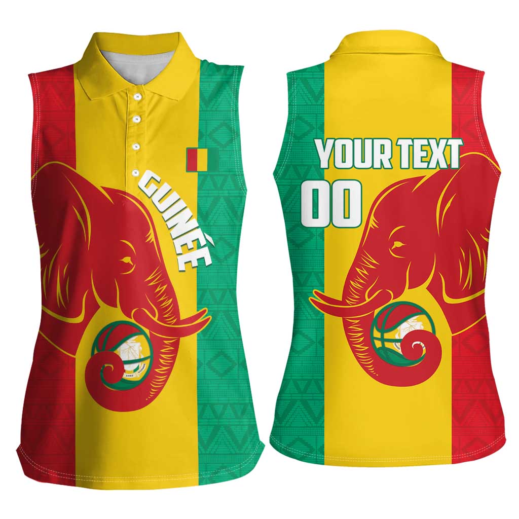 Guinea Basketball Custom Women Sleeveless Polo Shirt Syli Nationale African Pattern - Wonder Print Shop