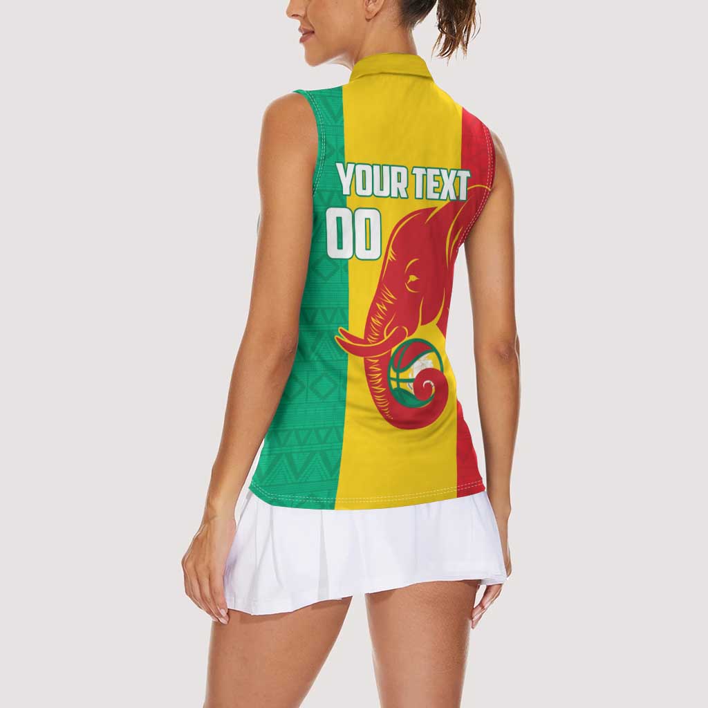 Guinea Basketball Custom Women Sleeveless Polo Shirt Syli Nationale African Pattern - Wonder Print Shop