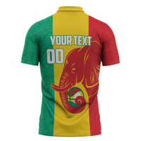 Guinea Basketball Custom Zipper Polo Shirt Syli Nationale African Pattern - Wonder Print Shop