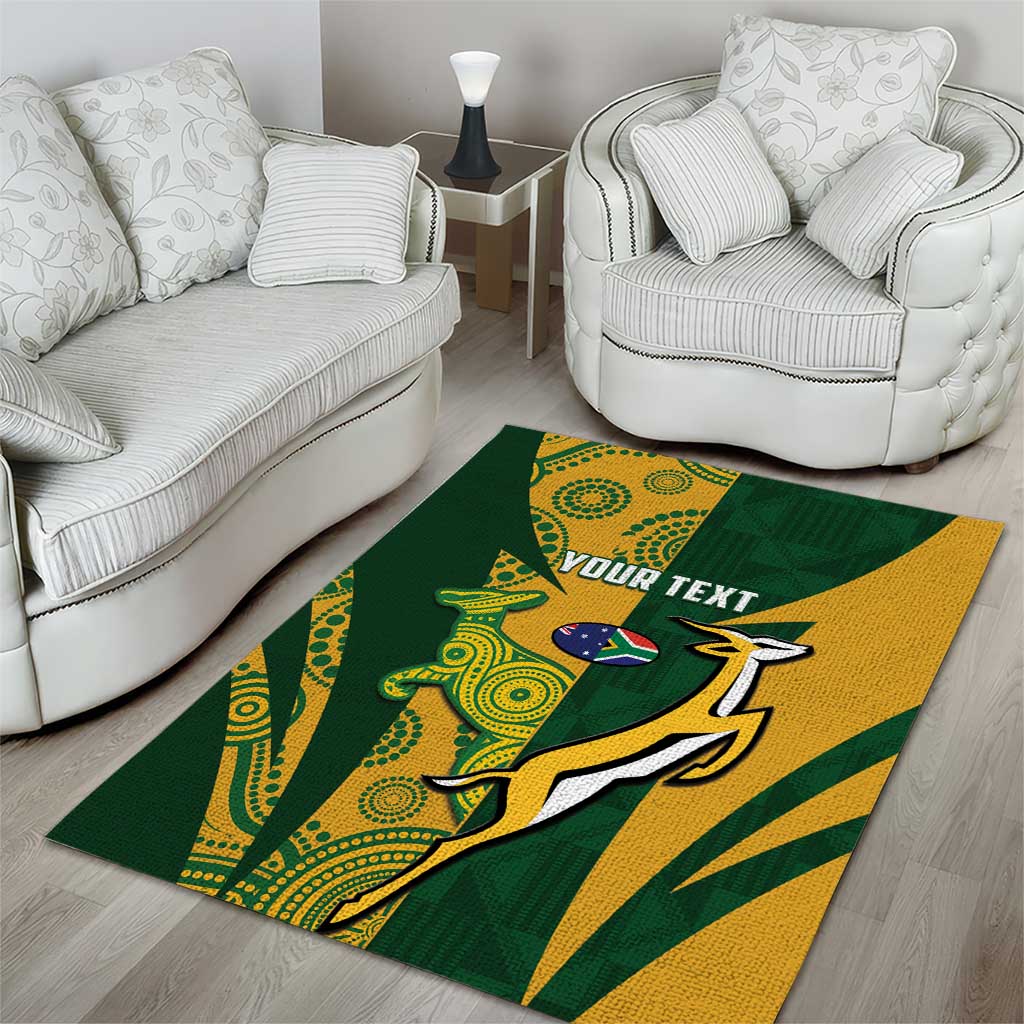 South Africa Australia Rugby Custom Area Rug Springboks Wallabies Together - Wonder Print Shop