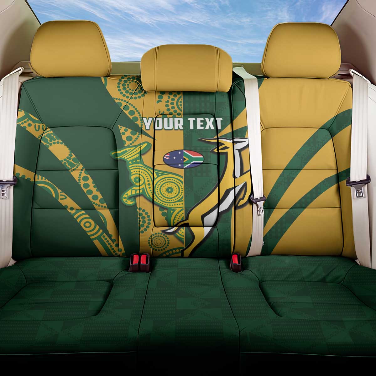 South Africa Australia Rugby Custom Back Car Seat Cover Springboks Wallabies Together - Wonder Print Shop