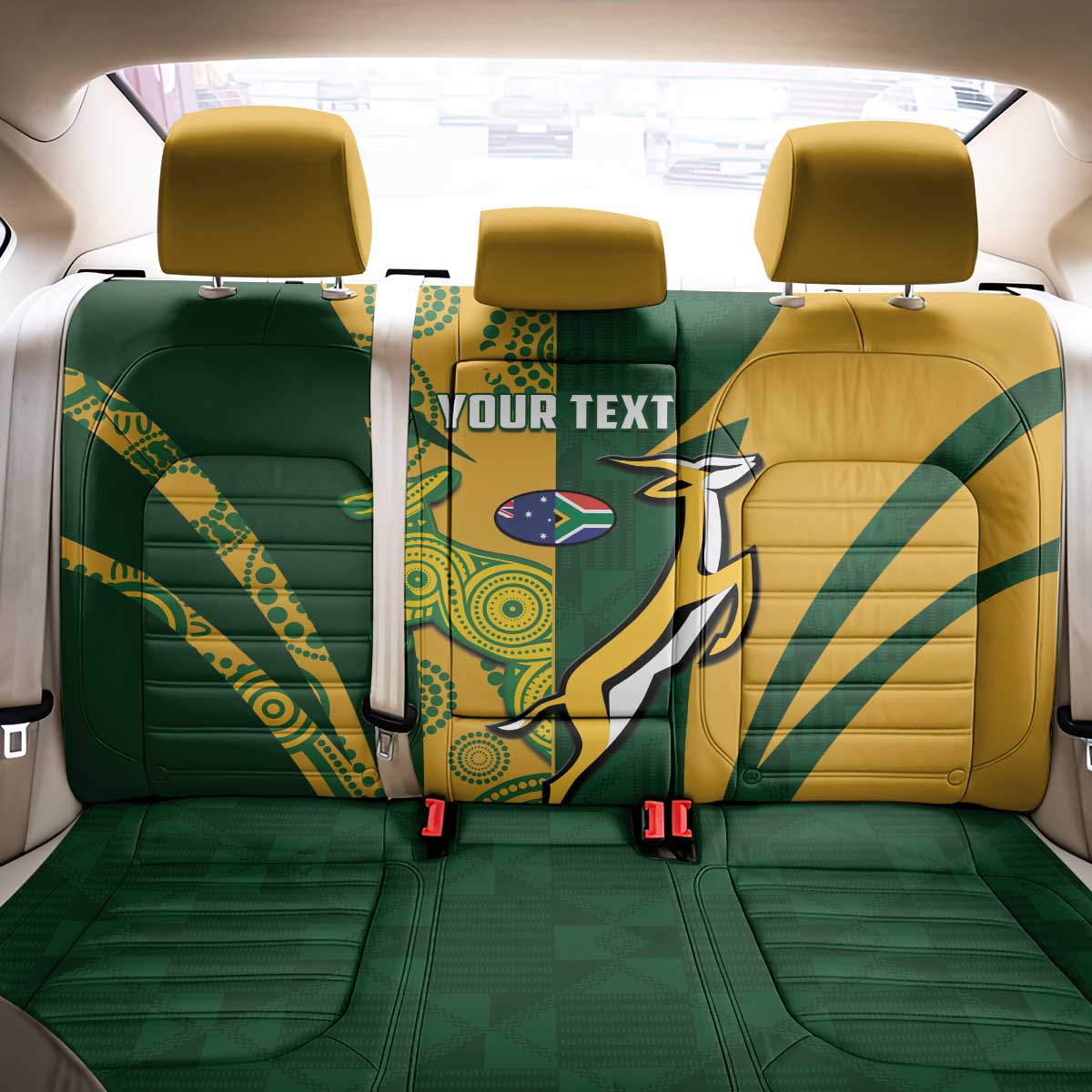 South Africa Australia Rugby Custom Back Car Seat Cover Springboks Wallabies Together - Wonder Print Shop