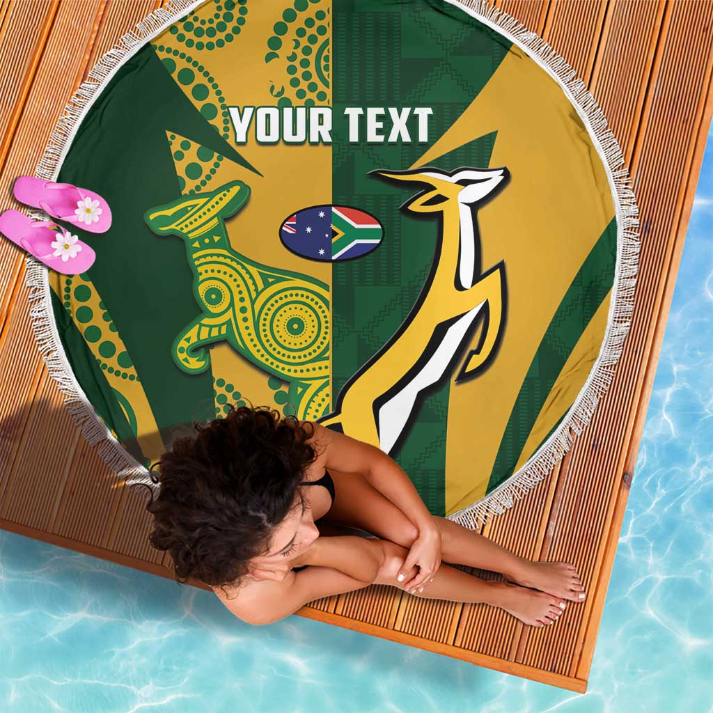 South Africa Australia Rugby Custom Beach Blanket Springboks Wallabies Together - Wonder Print Shop