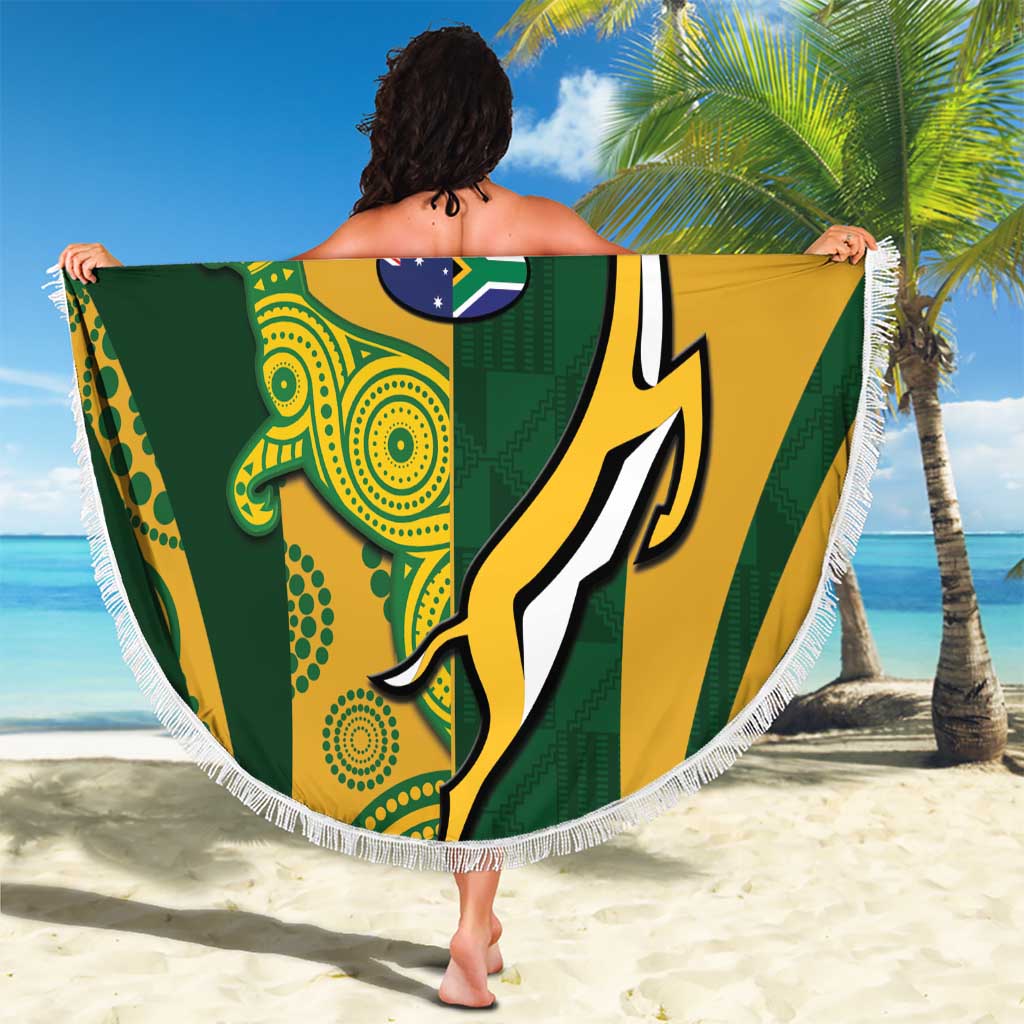 South Africa Australia Rugby Custom Beach Blanket Springboks Wallabies Together - Wonder Print Shop