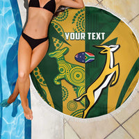 South Africa Australia Rugby Custom Beach Blanket Springboks Wallabies Together - Wonder Print Shop