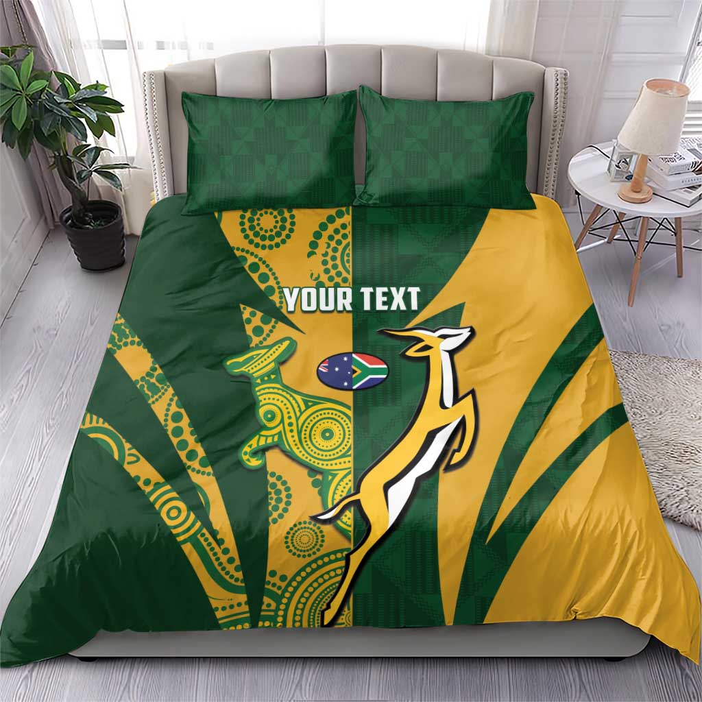 South Africa Australia Rugby Custom Bedding Set Springboks Wallabies Together - Wonder Print Shop