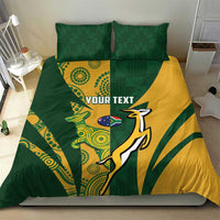 South Africa Australia Rugby Custom Bedding Set Springboks Wallabies Together - Wonder Print Shop