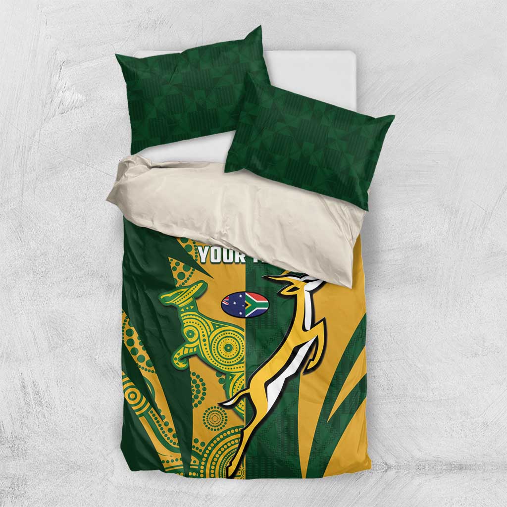 South Africa Australia Rugby Custom Bedding Set Springboks Wallabies Together - Wonder Print Shop