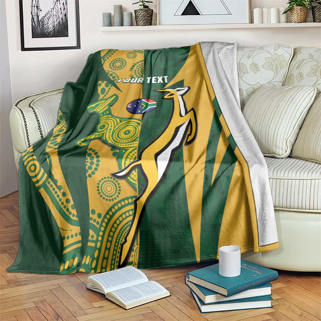 South Africa Australia Rugby Custom Blanket Springboks Wallabies Together - Wonder Print Shop