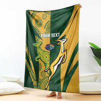 South Africa Australia Rugby Custom Blanket Springboks Wallabies Together - Wonder Print Shop