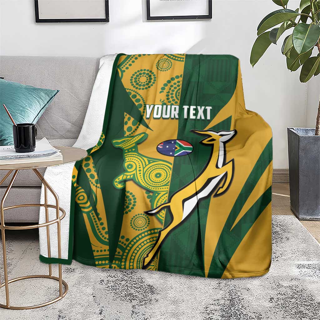 South Africa Australia Rugby Custom Blanket Springboks Wallabies Together - Wonder Print Shop