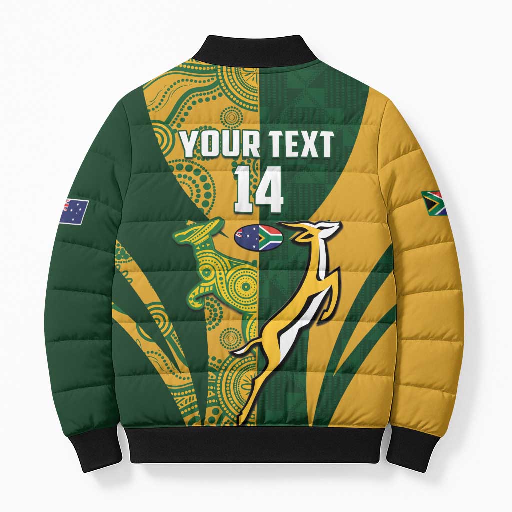 South Africa Australia Rugby Custom Bomber Puffer Jacket Springboks Wallabies Together - Wonder Print Shop