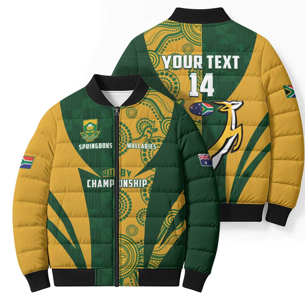 South Africa Australia Rugby Custom Bomber Puffer Jacket Springboks Wallabies Together - Wonder Print Shop