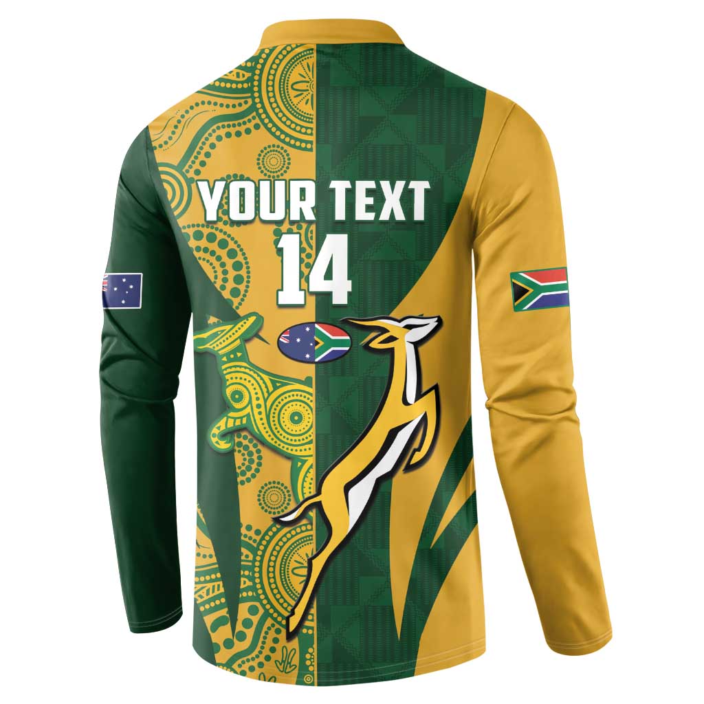 South Africa Australia Rugby Custom Button Sweatshirt Springboks Wallabies Together - Wonder Print Shop