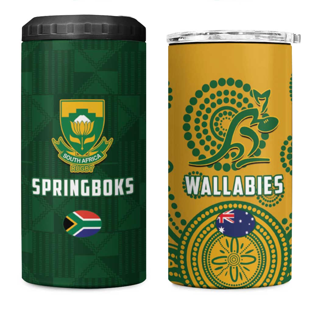 South Africa Australia Rugby 4 in 1 Can Cooler Tumbler Springboks Wallabies Together - Wonder Print Shop
