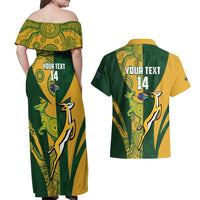 South Africa Australia Rugby Custom Couples Matching Off Shoulder Maxi Dress and Hawaiian Shirt Springboks Wallabies Together - Wonder Print Shop