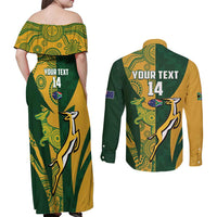 South Africa Australia Rugby Custom Couples Matching Off Shoulder Maxi Dress and Long Sleeve Button Shirt Springboks Wallabies Together - Wonder Print Shop
