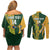 South Africa Australia Rugby Custom Couples Matching Off Shoulder Short Dress and Long Sleeve Button Shirt Springboks Wallabies Together - Wonder Print Shop