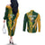 South Africa Australia Rugby Custom Couples Matching Off The Shoulder Long Sleeve Dress and Long Sleeve Button Shirt Springboks Wallabies Together - Wonder Print Shop