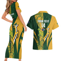 South Africa Australia Rugby Custom Couples Matching Short Sleeve Bodycon Dress and Hawaiian Shirt Springboks Wallabies Together - Wonder Print Shop