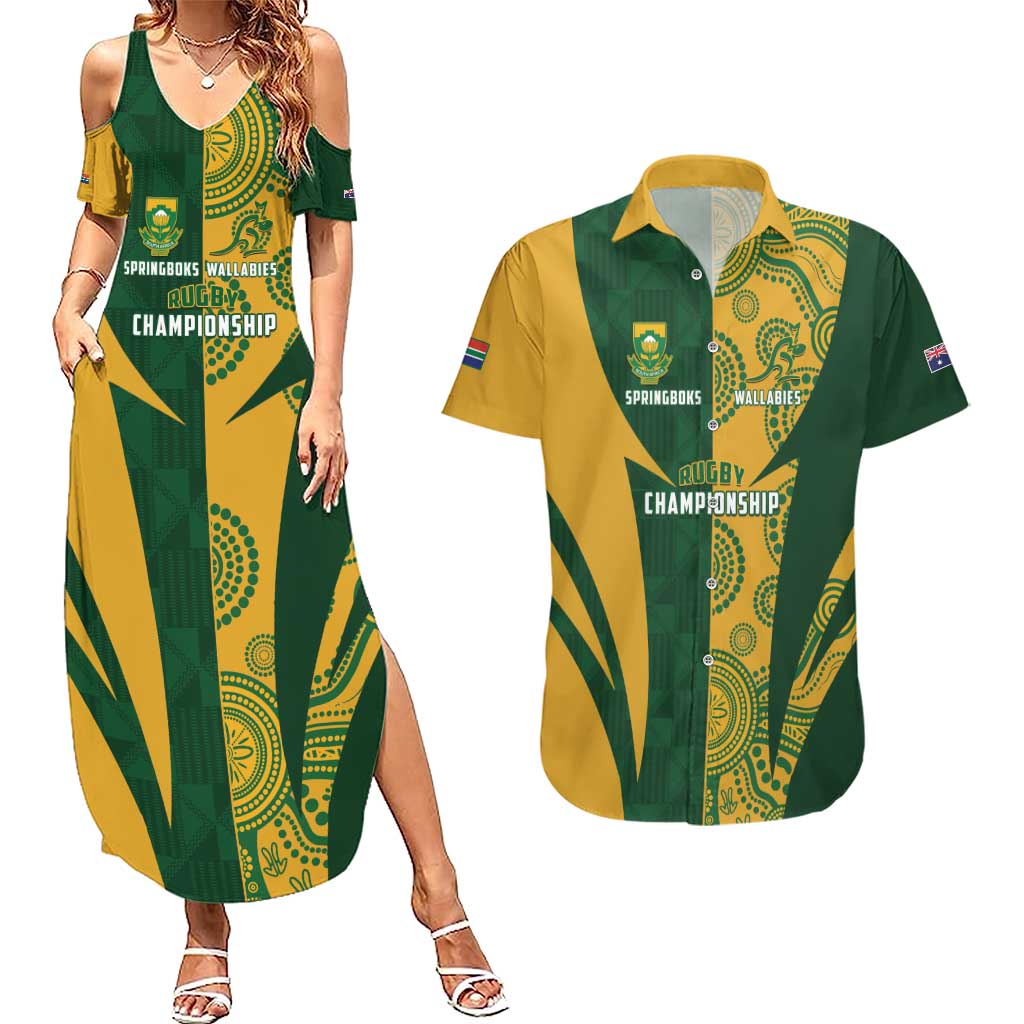 South Africa Australia Rugby Custom Couples Matching Summer Maxi Dress and Hawaiian Shirt Springboks Wallabies Together - Wonder Print Shop
