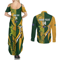 South Africa Australia Rugby Custom Couples Matching Summer Maxi Dress and Long Sleeve Button Shirt Springboks Wallabies Together - Wonder Print Shop
