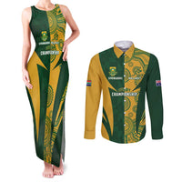 South Africa Australia Rugby Custom Couples Matching Tank Maxi Dress and Long Sleeve Button Shirt Springboks Wallabies Together - Wonder Print Shop