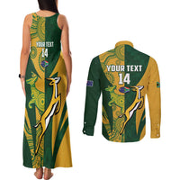 South Africa Australia Rugby Custom Couples Matching Tank Maxi Dress and Long Sleeve Button Shirt Springboks Wallabies Together - Wonder Print Shop
