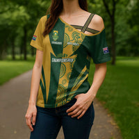 South Africa Australia Rugby Custom Cross Shoulder Shirt Springboks Wallabies Together - Wonder Print Shop