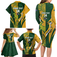 South Africa Australia Rugby Custom Family Matching Long Sleeve Bodycon Dress and Hawaiian Shirt Springboks Wallabies Together - Wonder Print Shop