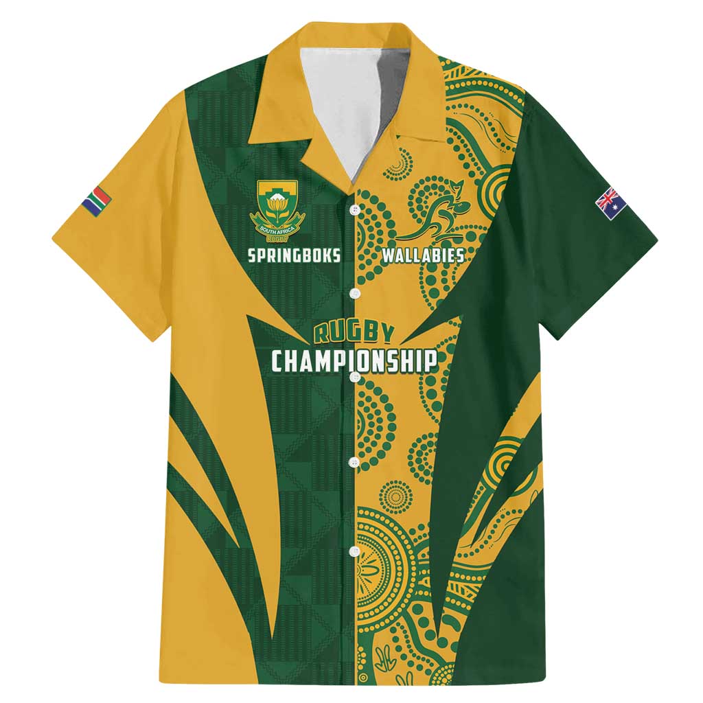 South Africa Australia Rugby Custom Family Matching Mermaid Dress and Hawaiian Shirt Springboks Wallabies Together - Wonder Print Shop