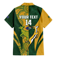 South Africa Australia Rugby Custom Family Matching Mermaid Dress and Hawaiian Shirt Springboks Wallabies Together - Wonder Print Shop