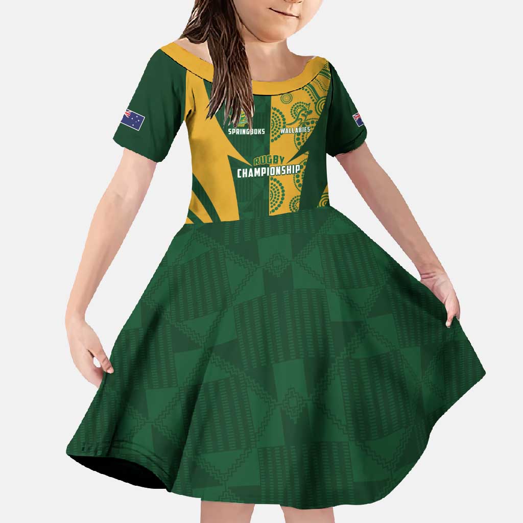 South Africa Australia Rugby Custom Family Matching Off Shoulder Maxi Dress and Hawaiian Shirt Springboks Wallabies Together - Wonder Print Shop