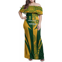 South Africa Australia Rugby Custom Family Matching Off Shoulder Maxi Dress and Hawaiian Shirt Springboks Wallabies Together - Wonder Print Shop