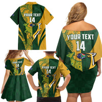 South Africa Australia Rugby Custom Family Matching Off Shoulder Short Dress and Hawaiian Shirt Springboks Wallabies Together - Wonder Print Shop