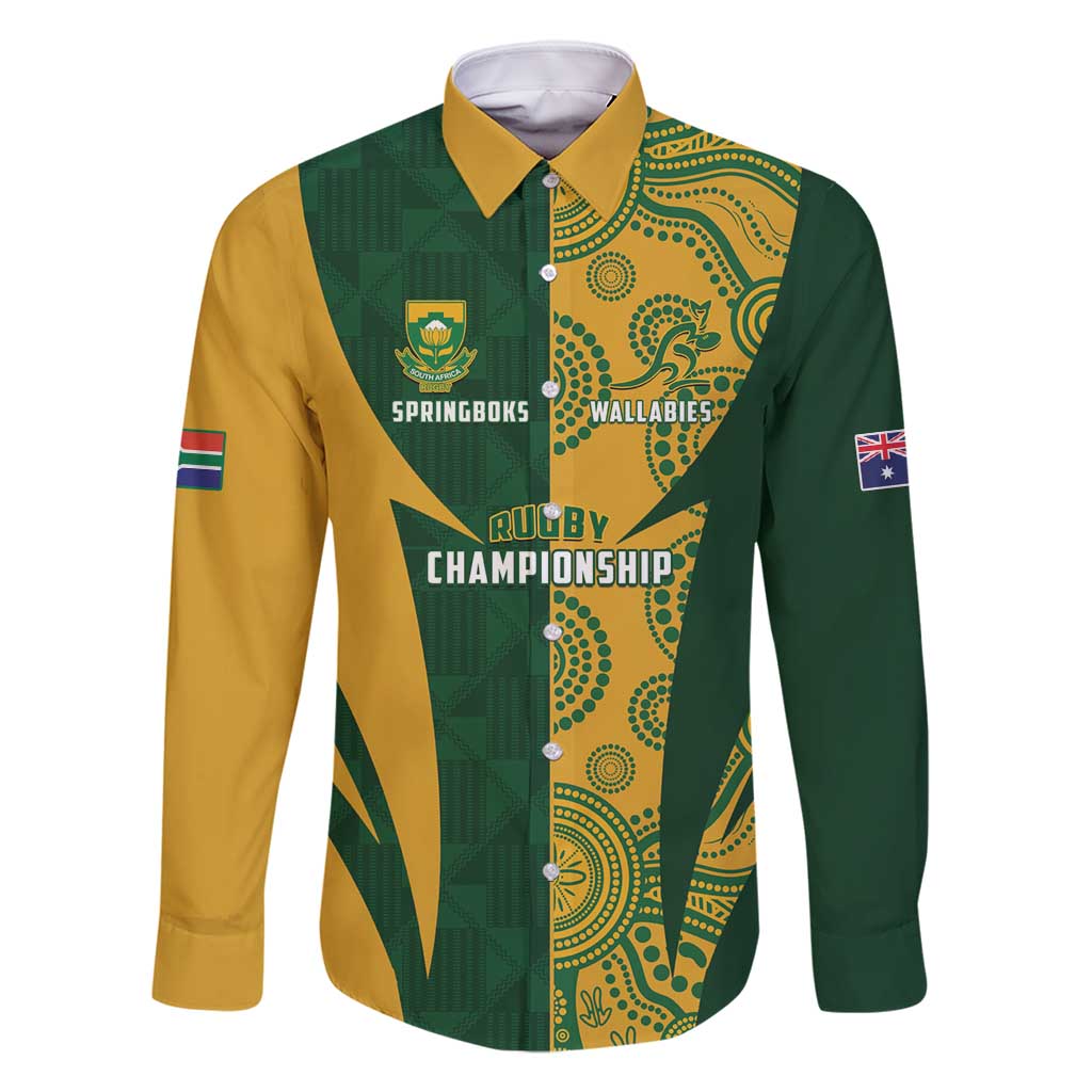 South Africa Australia Rugby Custom Family Matching Off Shoulder Short Dress and Hawaiian Shirt Springboks Wallabies Together - Wonder Print Shop