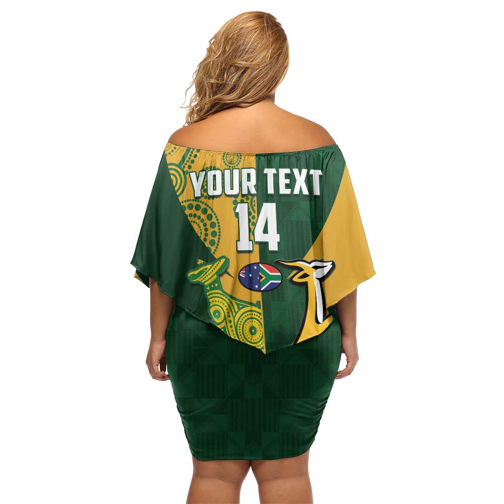 South Africa Australia Rugby Custom Family Matching Off Shoulder Short Dress and Hawaiian Shirt Springboks Wallabies Together - Wonder Print Shop