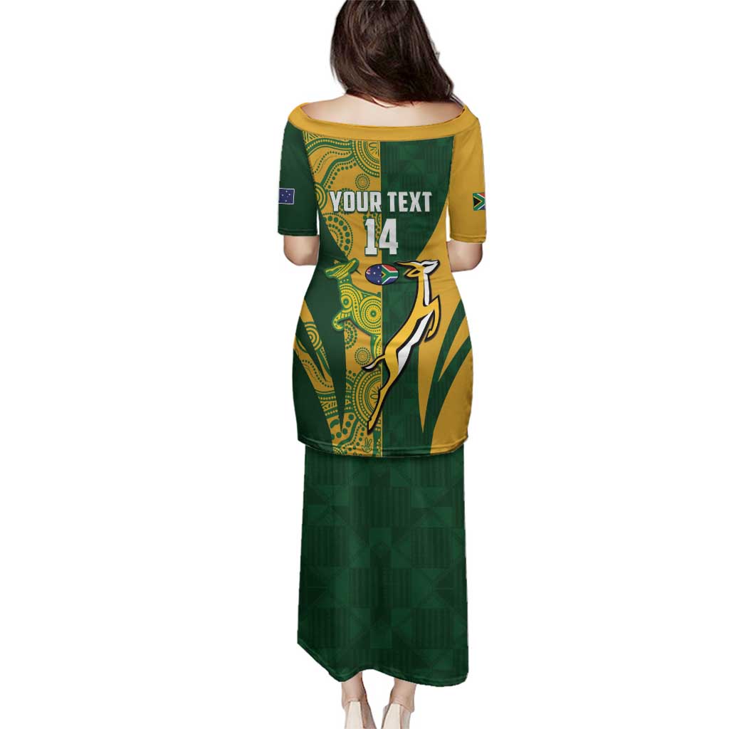 South Africa Australia Rugby Custom Family Matching Puletasi and Hawaiian Shirt Springboks Wallabies Together - Wonder Print Shop