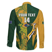 South Africa Australia Rugby Custom Family Matching Short Sleeve Bodycon Dress and Hawaiian Shirt Springboks Wallabies Together - Wonder Print Shop