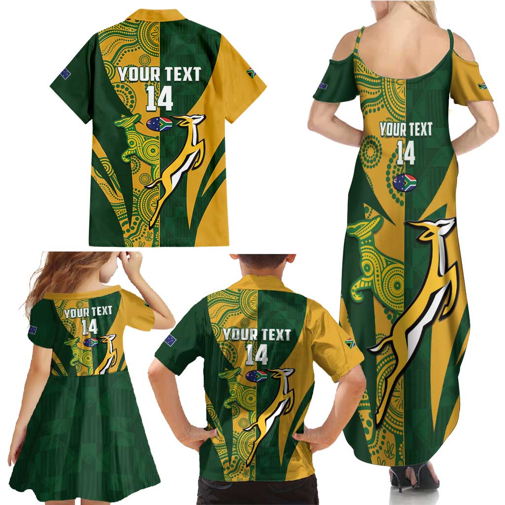 South Africa Australia Rugby Custom Family Matching Summer Maxi Dress and Hawaiian Shirt Springboks Wallabies Together - Wonder Print Shop