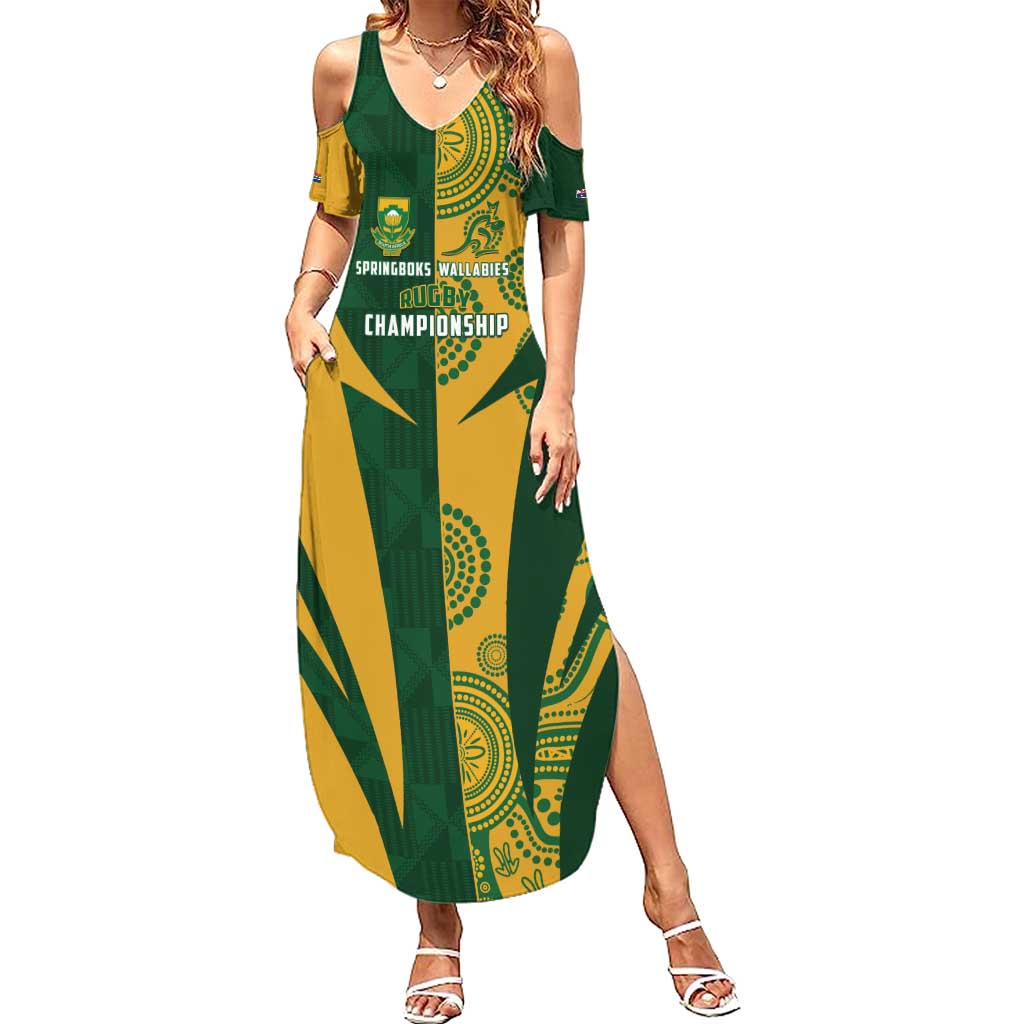 South Africa Australia Rugby Custom Family Matching Summer Maxi Dress and Hawaiian Shirt Springboks Wallabies Together - Wonder Print Shop