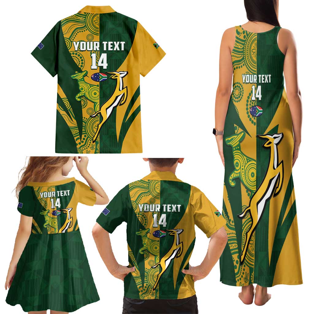 South Africa Australia Rugby Custom Family Matching Tank Maxi Dress and Hawaiian Shirt Springboks Wallabies Together - Wonder Print Shop