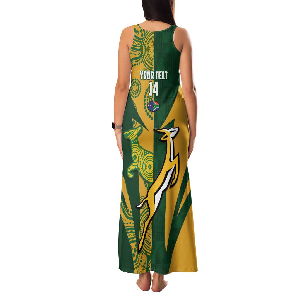 South Africa Australia Rugby Custom Family Matching Tank Maxi Dress and Hawaiian Shirt Springboks Wallabies Together - Wonder Print Shop